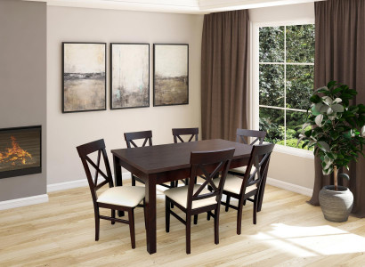 Complete Set Dining Table with 6x Chairs Dining Room Dining Group Stone Set Table 7-piece
