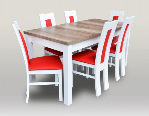 Dining room set suite 7-piece. Red 6x armchair chair table complete group cushion