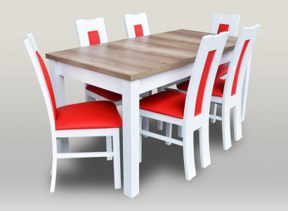 Dining room set suite 7-piece. Red 6x armchair chair table complete group cushion