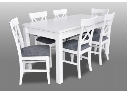 Country house style furniture dining set dining kit table + 6x chairs