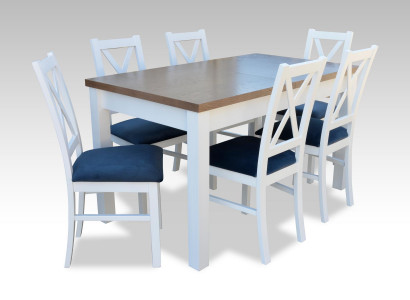 Dining Table Set Table 6xChairs Chair Dining Room Set Table Wood Textile 7-piece