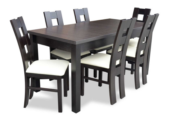 Classic dining table wood dining room set 6x chairs set 7 pcs.