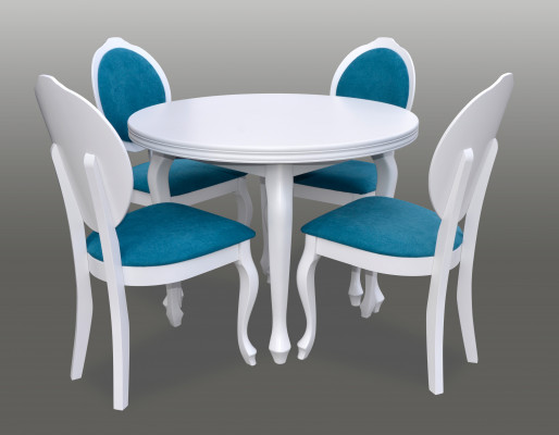 Classic Round Round Table Wood Design Dining Room Tables + 4 Chairs