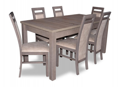 Noble Wooden Table Set 7-piece Living Dining Room 6x Armchair Seat