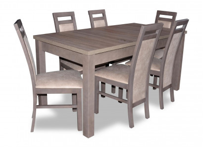 Noble Wooden Table Set 7-piece Living Dining Room 6x Armchair Seat