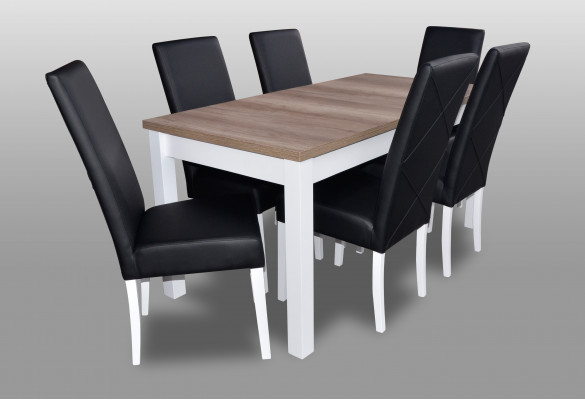 Modern dining room leather table chair set complete 7-piece set