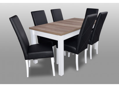Modern dining room leather table chair set complete 7-piece set