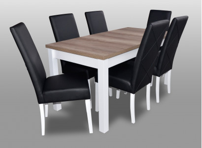 Modern dining room leather table chair set complete 7-piece set