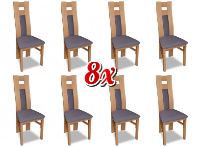 Complete Set: 8x Designer Chair Set, Dining Room Upholstered Chairs, Fabric Seats
