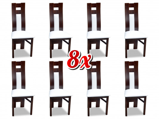 Complete Set: 8x Designer Chair Set, Dining Room Upholstered Chairs, Fabric Seats