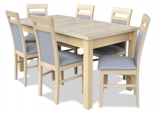 Dining table + 6x chairs dining room set designer wood classic set