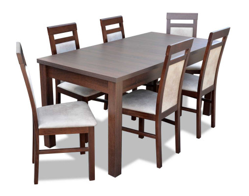 Dining table + 6x chairs dining room set designer wood classic set