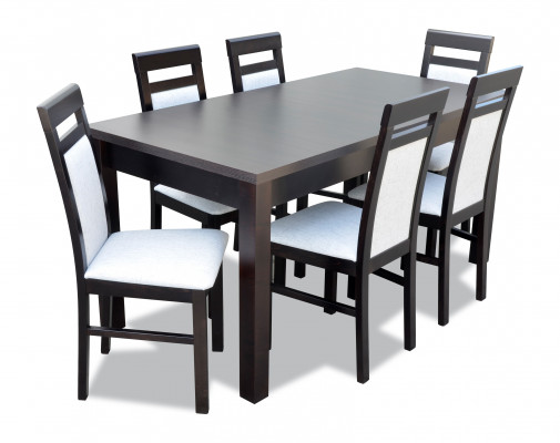 Dining table + 6x chairs dining room set designer wood classic set