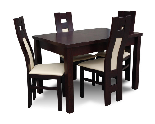 Classic dining room set, modern table with 4 new chairs, 5-piece set, 70x120.