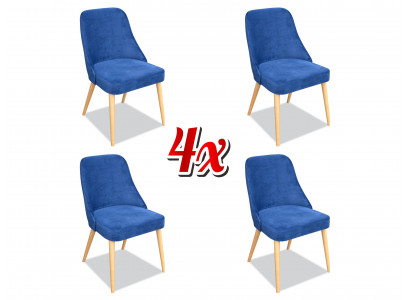 Elegant modern chair wood dining room furniture set 4x chair luxury new blue new