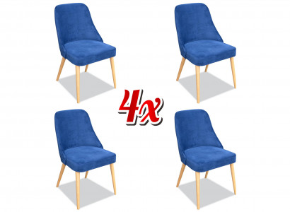 Elegant modern chair wood dining room furniture set 4x chair luxury new blue new