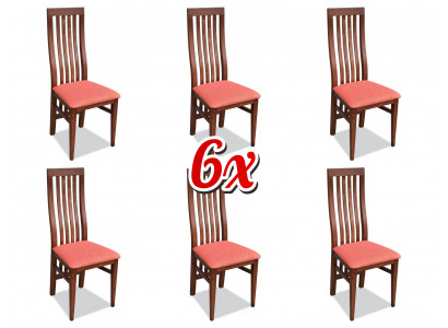 Wooden upholstered armchairs textile dining room set 6x armchair chair group