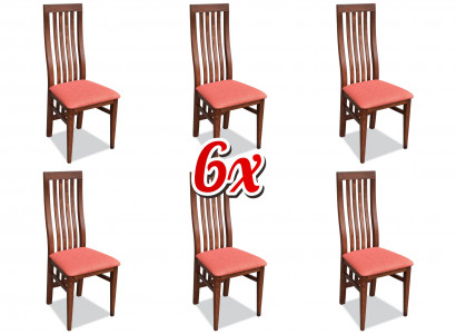 Wooden upholstered armchairs textile dining room set 6x armchair chair group