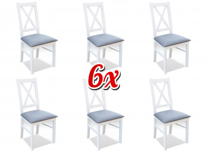 Set wood textile armchair 6x chairs dining group design dining room chair solid wood