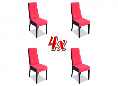 Set of 4x Chairs Design Wood Textile Upholstered Chairs Dining Room Fabric New