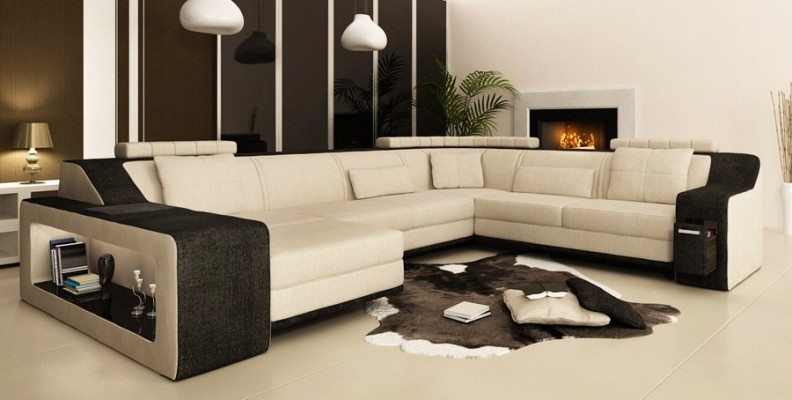 Modern living room landscape upholstered corner sofa couch corner set textile