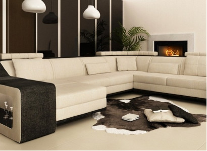 Modern living room landscape upholstered corner sofa couch corner set textile