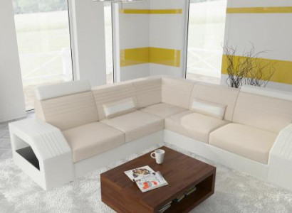 Designer Sofa Couch Ecksofa Leder Textil Polster Garnitur Wohnlandschaft L Form