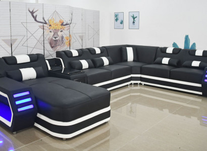 Leather sofa, modern upholstery living landscape, leather design corner sofa, couch textile.