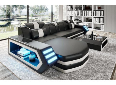 Leather sofa corner sofa couch living area L-shaped corner suite Belfort 4