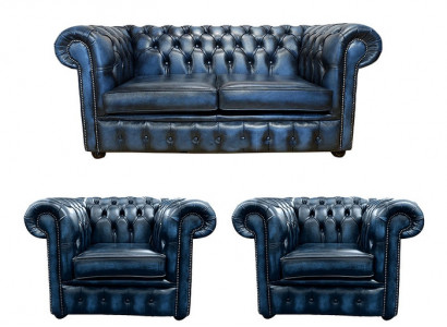 Chesterfield 2+1+1 Leather Sofa Textile Couch Fabric Upholstery Sofa Set