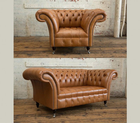2+1 Chesterfield Sofa Set Textile Fabric Sofa Couch Upholstered Furniture Set