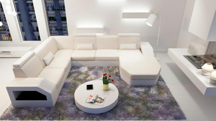 Designer sofa corner sofa leather fabric textile upholstery suite living landscape new