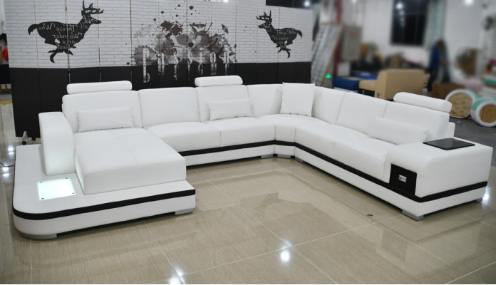 Design leather sofa, modern upholstery leather corner sofa, fabric living landscape couch