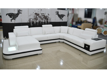 Design leather sofa, modern upholstery leather corner sofa, fabric living landscape couch