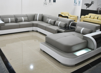 Leather sofa, modern upholstery leather design corner sofa, couch textile living landscape