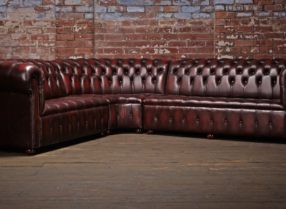 Chesterfield Leather Sofa Corner Sofa Sofa Upholstery Corner Seat Set 100% Leather