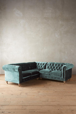 Chesterfield Corner Sofa Leather Sofa Couch Textile Fabric Upholstery Corner New