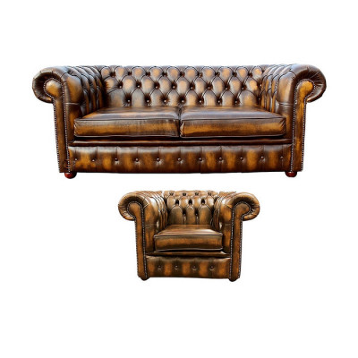 Chesterfield Decor Sofa Couch Upholstery Leather Textile Sofa Set 2+1 Upholstery