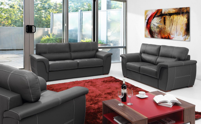 Leather design couch upholstery seating suite sofa ensemble 2+1 leather set