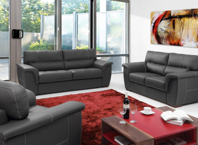 Leather design couch upholstery seating suite sofa ensemble 2+1 leather set
