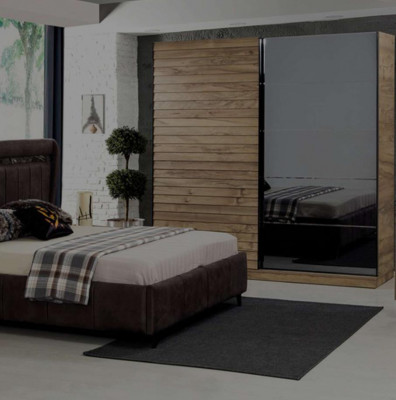 Bedroom furniture designer upholstered bed 2x nightstands wardrobe