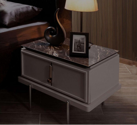 Modern black and white bedroom furniture upholstered bed nightstands 4-piece set