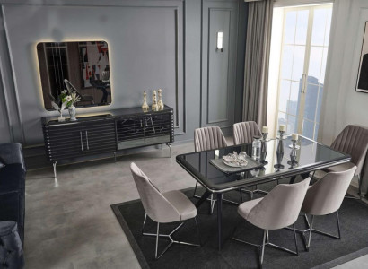 Complete dining room furniture designer sideboard luxury dining table 4x chairs