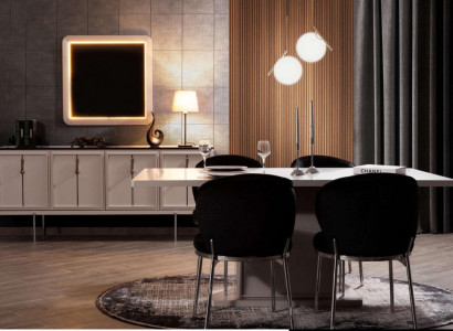 Dining Room Set Modern Set Dining Table 4x Upholstered Chairs Sideboard 7 pieces