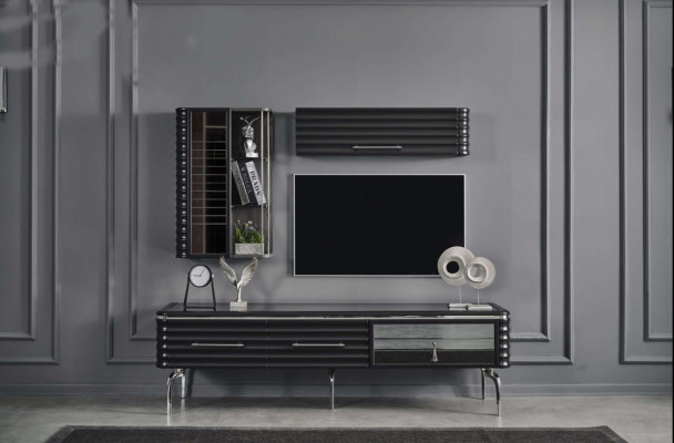 Modern living room set designer TV cabinet luxury 2x wall cabinets 3-piece
