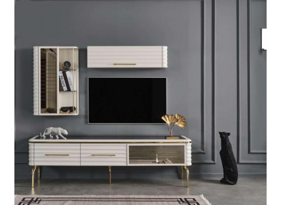 White living wall designer TV cabinet luxury 2x wall cabinets modern furniture