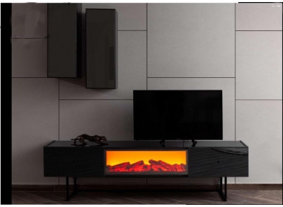 Modern living room set luxurious TV cabinet with 2x wall cabinets 3-piece set