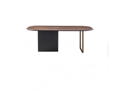 Brown wooden table designer dining room furniture semicircular noble dining table
