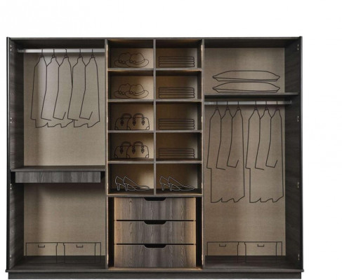 Upholstered bed wooden nightstands wardrobe designer bedroom set