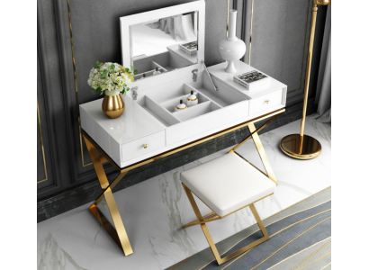 Modern white bedroom dressing table with drawers wood furniture